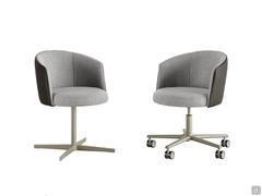 Elegant leather and fabric Leslie swivel chair