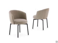 Leslie chairs in single-colour fabric in the model with 4 black chrome metal legs