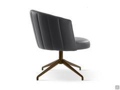 Leslie lounge chair made entirely of leather, with bronze-painted metal base