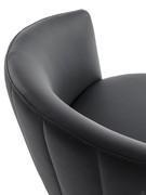 Detail of the Leslie lounge chair, with vertical stitching on the backrest