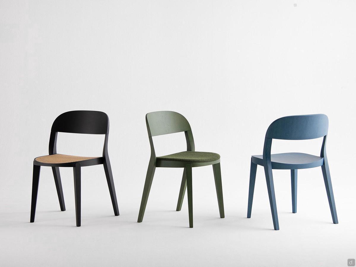 Minima chair with a minimalist design, available in all wood, upholstered or straw seat