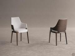 Velis chair and armchair with wooden backrest and upholstered interior