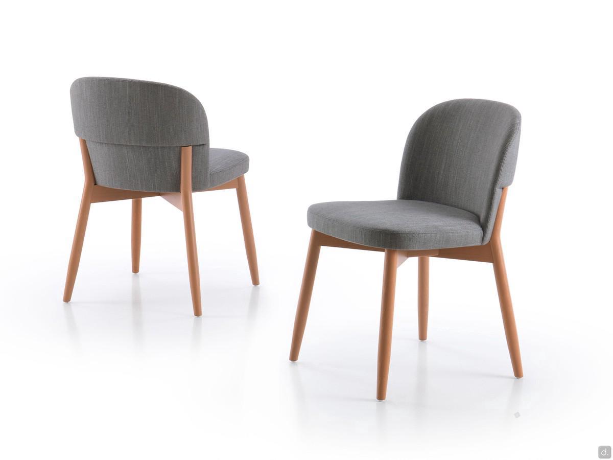 Sophos fabric-covered modern chair in Barren fabric colour 09 with stained wooden legs