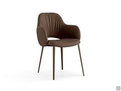 Camille upholstered lounge chair with armrests tied to the backrest