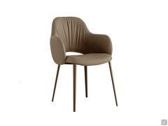 Camille upholstered lounge chair with painted metal legs