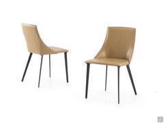 Antelos chairs upholstered in leather with metal legs