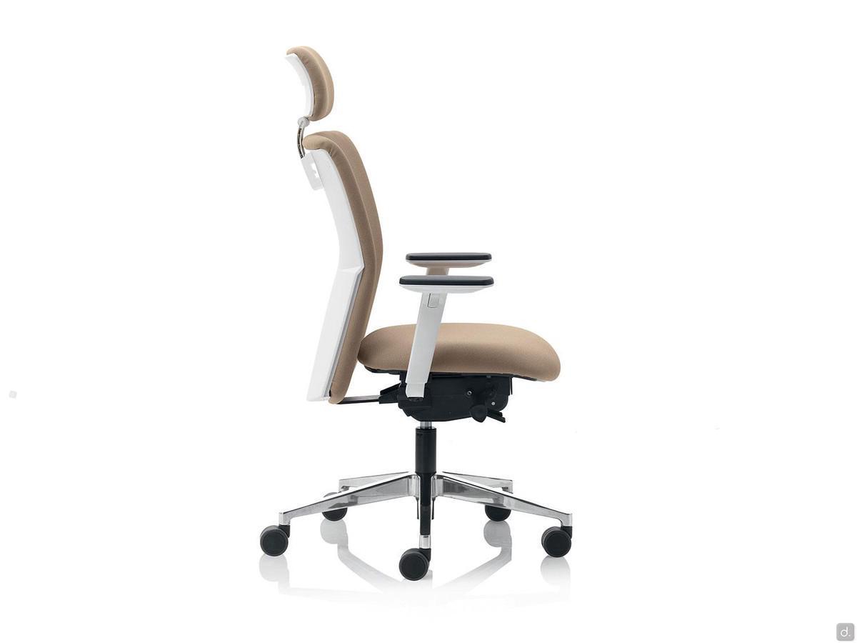 Office chair with adjustable headrest Steve with white shell