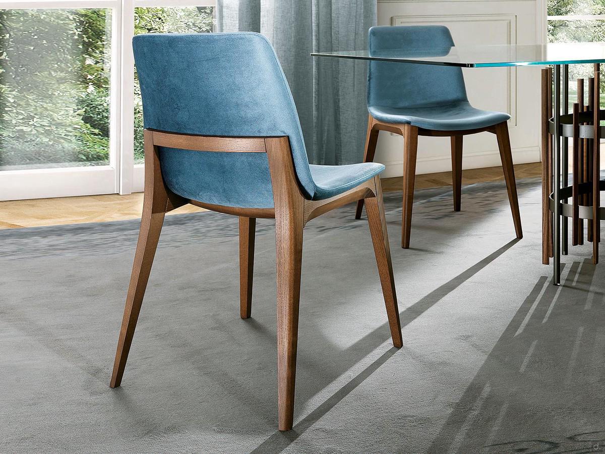 Talin upholstered dining chair in solid wood, version without armrests