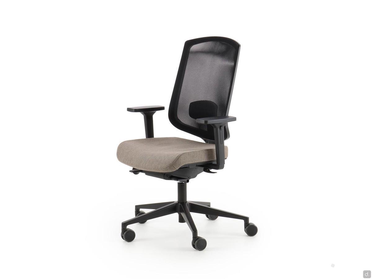 Elon computer chair with mesh back, adjustable armrests in height and width in black polyamide