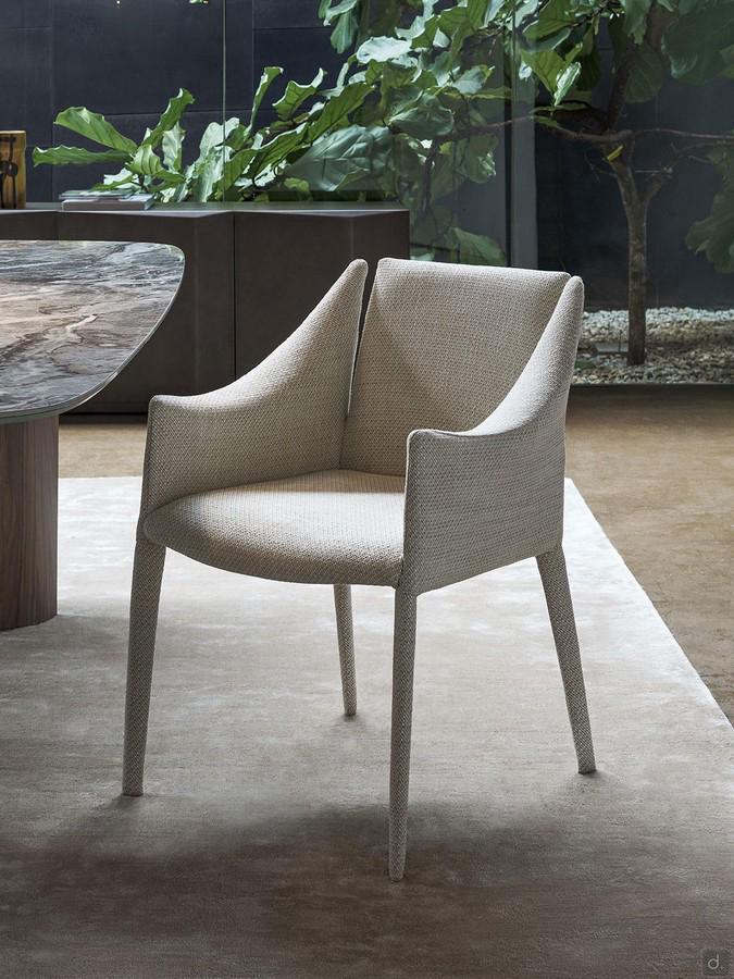 Armchair with arms fully upholstered Vela by Bonaldo ideal for elegant dining rooms