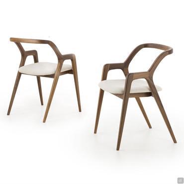 Nakama solid-wood chair with upholstered seat