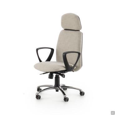 Office chair Jack in the model with fixed armrests mod. A and headrest (polished aluminum base with 