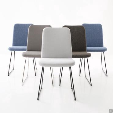 Kate upholstered chair with metal sled legs