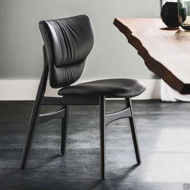 Dumbo ash-wood chair with upholstered backrest by Cattelan