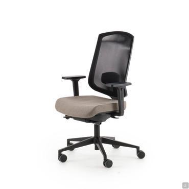 Elon computer chair with mesh back, adjustable armrests in height and width in black polyamide