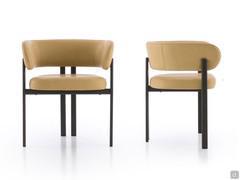 Front and side view of the Mailea chair in armchair version with armrests