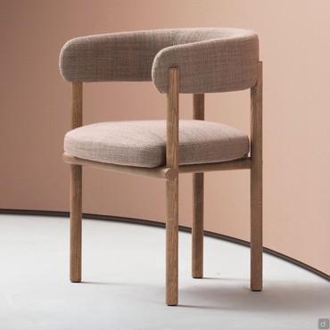 Elsa small armchair with solid wood cylinder legs