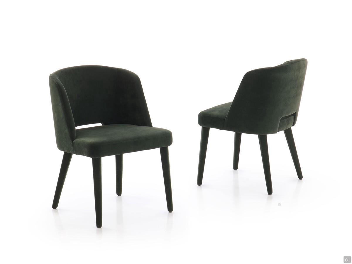 Dorothy fully upholstered armchair, here proposed in Oasis green velvet-effect microfibre fabric with matching upholstered legs