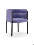 Domizia armchair with black lacquered ash legs and fabric-covered shell, also available in many other finishes