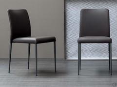 Deli chair by Bonaldo, with upholstery in leather, leather, imitation leather. Metal or fully upholstered legs