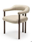 Modern upholstered Greta armchair by Cattelan with thinner armrests at the ends to fit under the table top