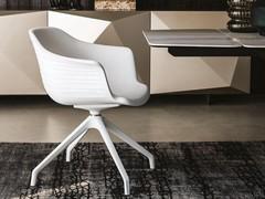 Indy living room armchair by Cattelan in a particular total wtihe combination: the spoked base shown is the swivel version in nylon 