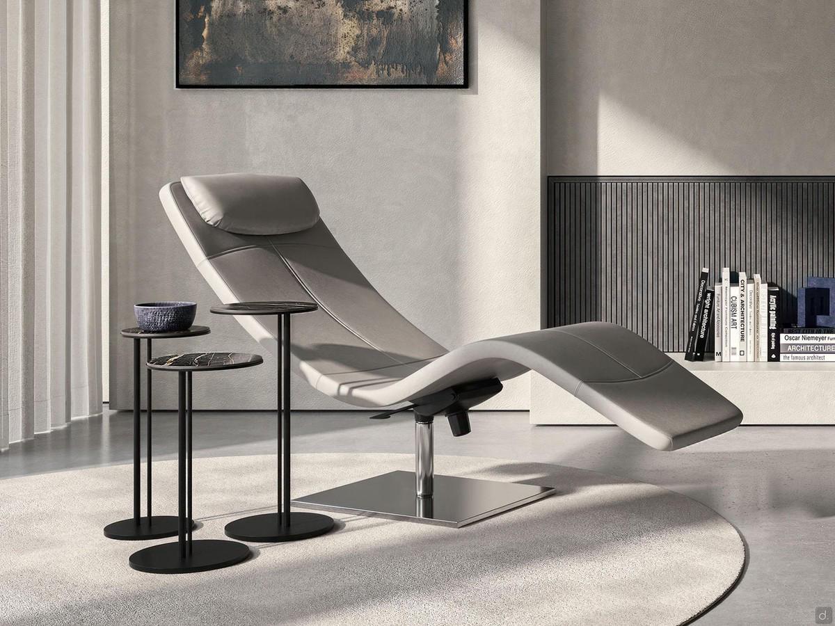 Casanova swivel and reclining chaise longue by Cattelan, coverable in fabric, leather or faux leather