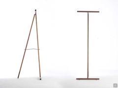 Freestanding coat rack Rieko with thin solid walnut frame