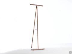 Standing coat rack Rieko in solid natural walnut wood