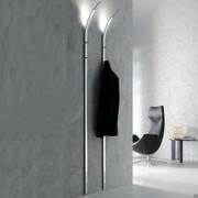 Ines vertical curved wall hanger in chromed or painted metal, equipped with 2 knobs