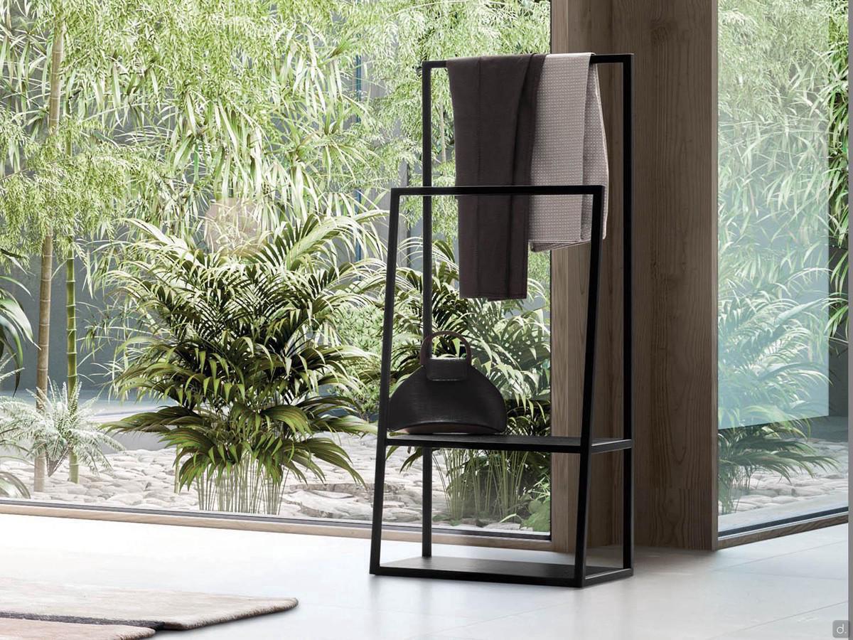 Metal Servomute Kigo, with customizable shelf and bottom in melamine, lacquer or wood veneer