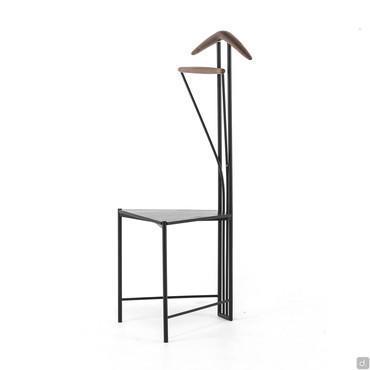 Yannik valet stand with seat by Cattelan, matt black painted ashwood seat