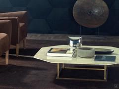 Octagon brass and marble coffee table