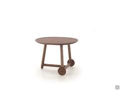 Coffee table with wheels Clock solid ash wood