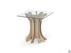 Design coffee table Birch in two models and two sizes, offered here in the high sofa h.60 cm model with square glass top