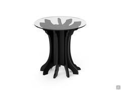 Design coffee table Birch in the round sofa side version, black painted finish