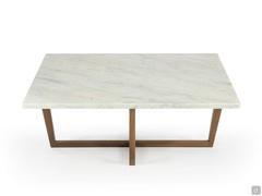 White Carrara marble coffee table with rectangular top