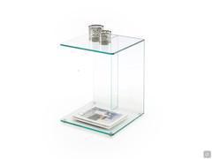 C-shaped coffee table with double support Multiglass End Table