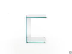 Side view of the C-shaped coffee table with double support Multiglass