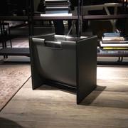 Jerry hide leather magazine rack by Cattelan, chromed steel frame.