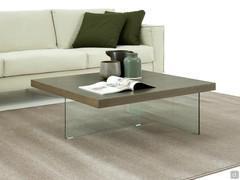 Nouvelle coffee table with perpendicular glass legs