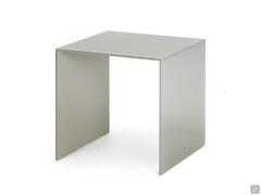 Glass square end table in back lacquered glass colour 7030 Stone Grey