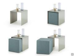 Example of uses of Multiglass end table, it guarantees a space-saving solution if matched with an ottoman