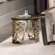 Sofa side table Isidoro with marble top and pale gold base