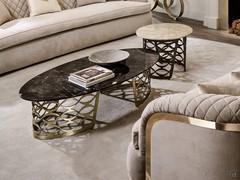 Pair of side tables Isidoro with round or elliptical marble top