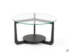 Allen round low coffee table with glass top