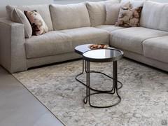 Coffee table with canaletto walnut top and porcelain stoneware top with black chrome metal frame - customer photo