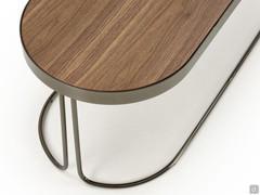 Cora coffee table in the elegant combination of Canaletto walnut and black chrome metal