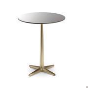 City round coffee table with brass structure - grey smoked mirrored top