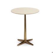 City round coffee table with brass structure - top in cream open pore oak